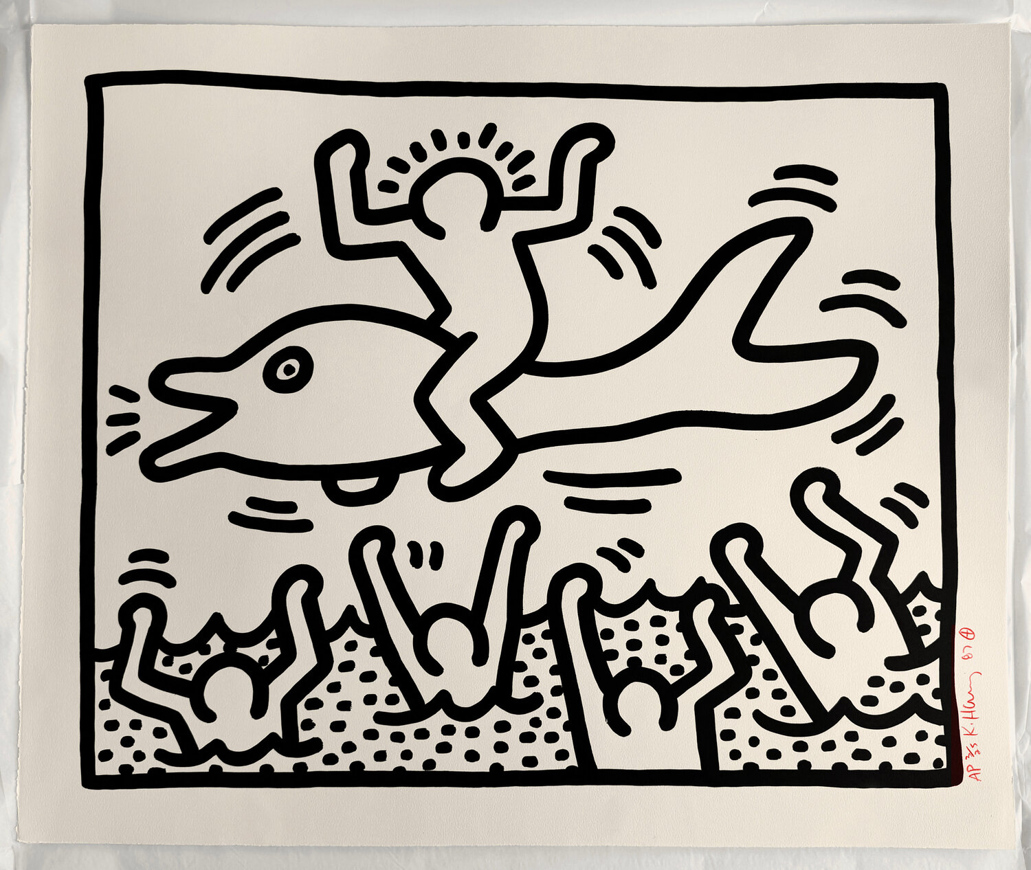 Untitled (Man on Dolphin) Keith Haring Stampa in vendita