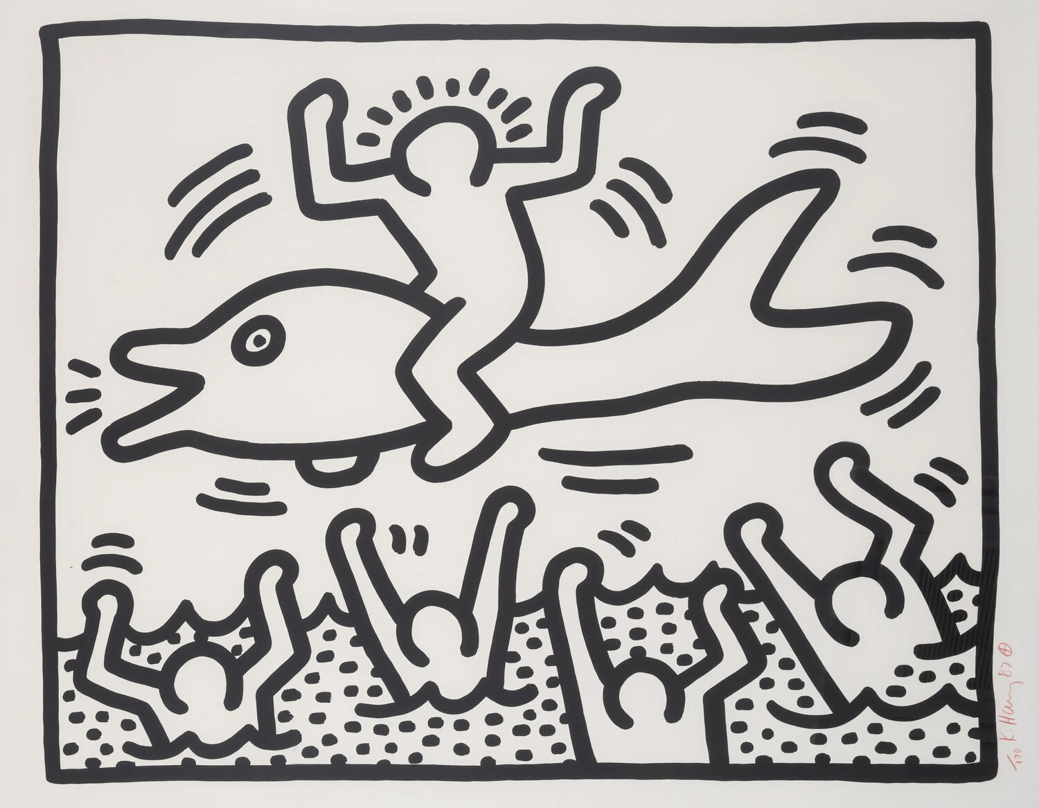 Untitled (Man on Dolphin) Keith Haring Print for sale