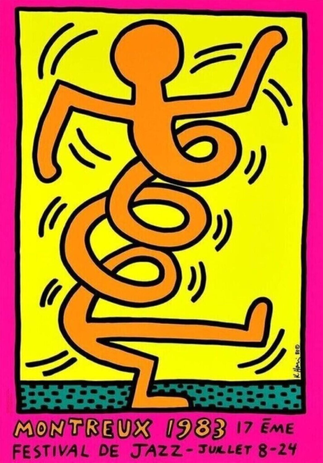 Montreux Jazz Festival - orange Keith Haring Druck zu verkaufen