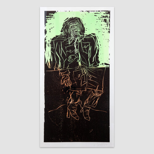 Maler im Mantel – zwei Streifen (Remix) (Painter in Coat – two Stripes (Remix) van Georg Baselitz, Afdruk te koop op Singulart