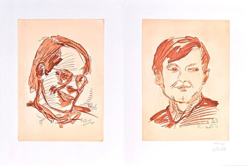 Doppelporträt Heiner Friedrich und Franz Dahlem by Georg Baselitz, Print for Sale on Singulart