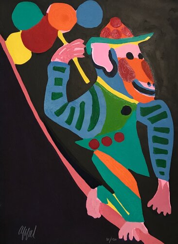 Monkey with Balloons from the Circus series di Karel Appel, Stampa in vendita su Singulart