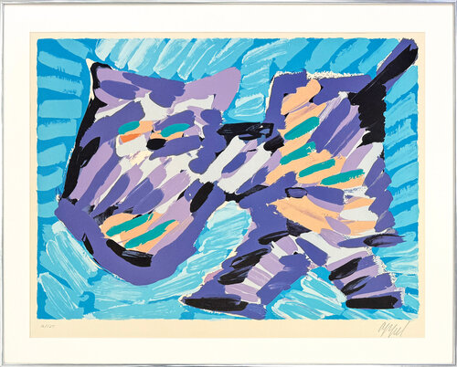 Walking Cat (framed hand signed lithograph) by Karel Appel, Print for Sale on Singulart