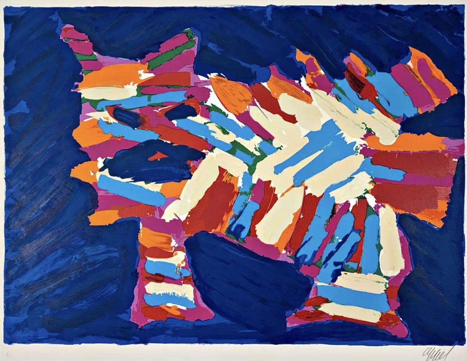 Blue Cat Karel Appel Stampa in vendita