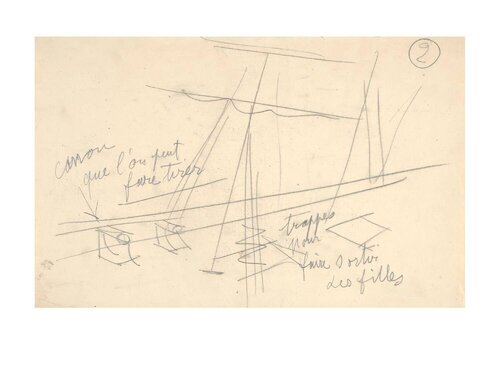 Sketch for the setting of the ballet ''Les Pirates'' van Bernard Buffet, Werk op papier te koop op Singulart