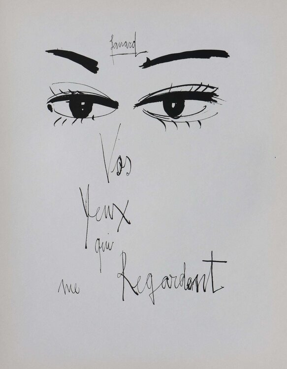 Vos yeux qui me regardent, Gravure originale signée Bernard Buffet