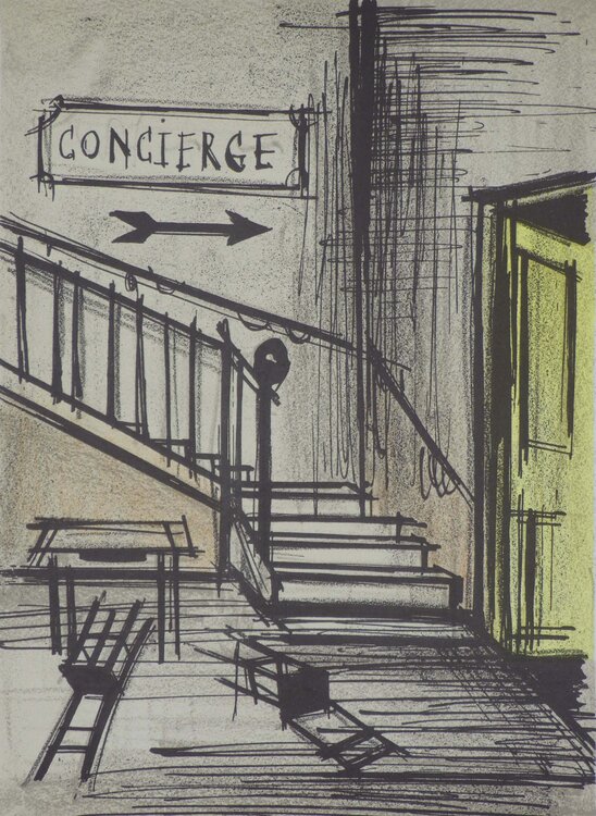 Concierge, Lithographie originale Bernard Buffet