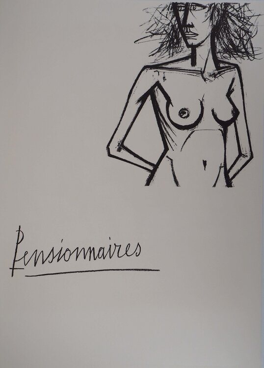 Nu pensif, Pensionnaires, Lithographie originale Bernard Buffet