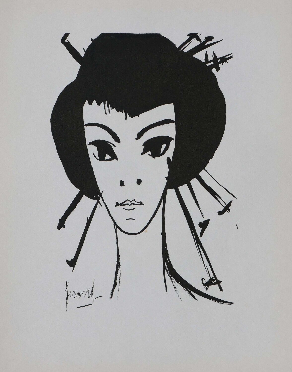 La Geisha, Gravure originale signée Bernard Buffet Impresión en venta