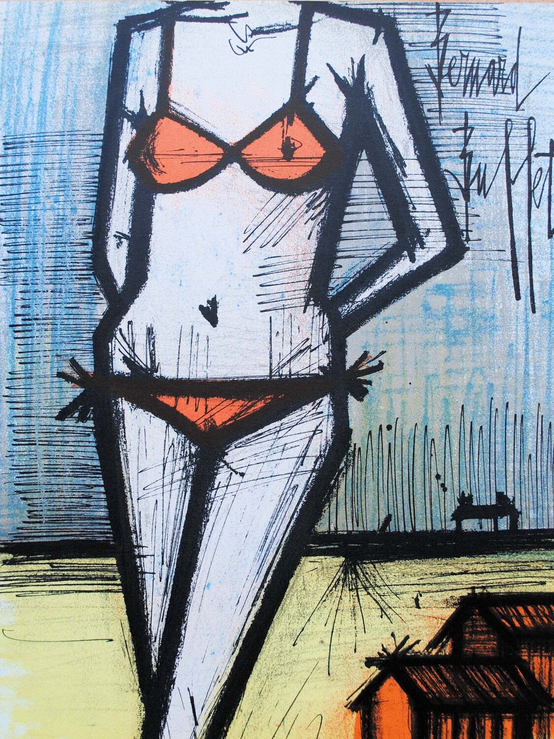 Le Bikini, Lithographie originale signée, 1967, MOURLOT Bernard Buffet Print for sale
