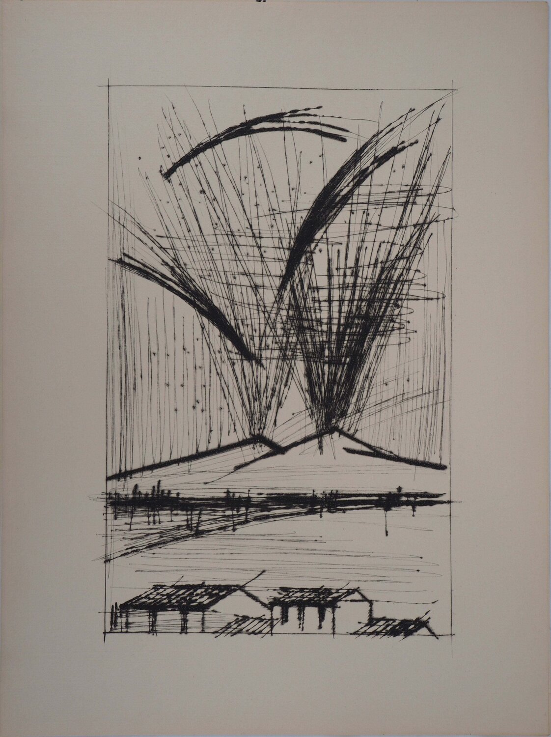 L'éruption du Vésuve, Gravure originale Bernard Buffet Print for sale