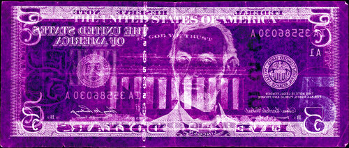 Negative Currency: Five Dollar Bill Used As Negative van David LaChapelle, Fotografie te koop op Singulart
