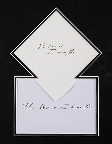 Tracey Emin The News Is I Love You Framed Limited Edition Napkin and Postcard for Frieze van Tracey Emin, Afdruk te koop op Singulart