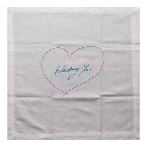 Wanting You (Pink/ Blue) Napkin van Tracey Emin, Textiel te koop op Singulart