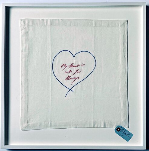 Tracey Emin - My Heart is With You Always (with hand signed and inscribed tag) by Tracey Emin, Textile for Sale on Singulart