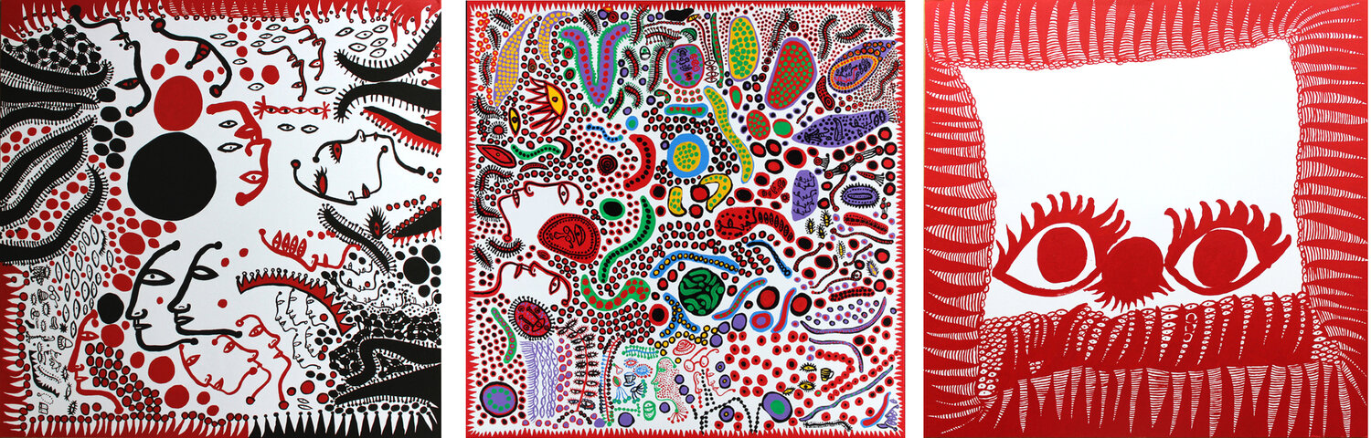 Set of 3 Yayoi Kusama Stampa in vendita