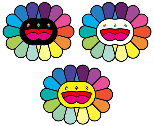 Multicolor doubleface black, white, and yellow (set of three) Takashi Murakami