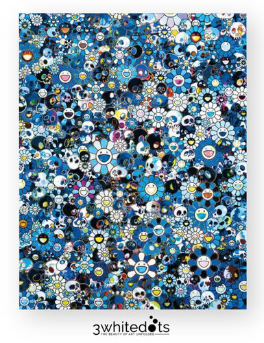 Skulls and Flowers - Blue van Takashi Murakami, Afdruk te koop op Singulart