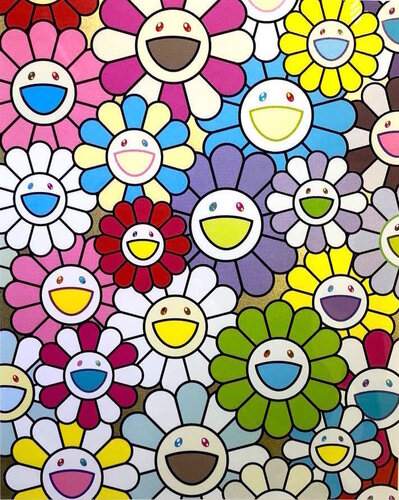 A Little Flower Painting : Yellow, White, and Purple Flowers van Takashi Murakami, Afdruk te koop op Singulart