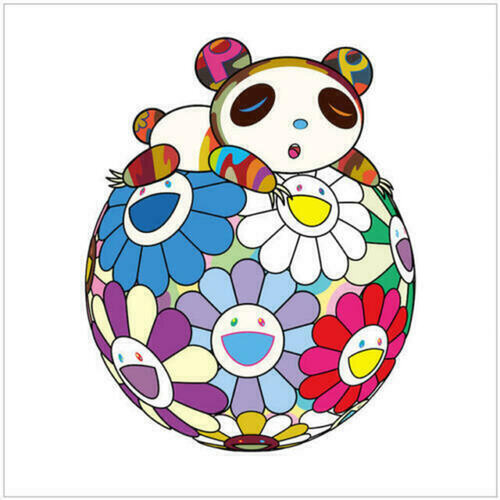 Atop a Ball of Flowers a Panda Cub Sleeps Soundly di Takashi Murakami, Stampa in vendita su Singulart