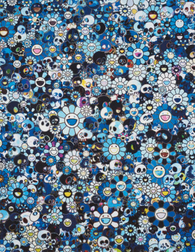 Blue flowers and skulls di Takashi Murakami, Stampa in vendita su Singulart