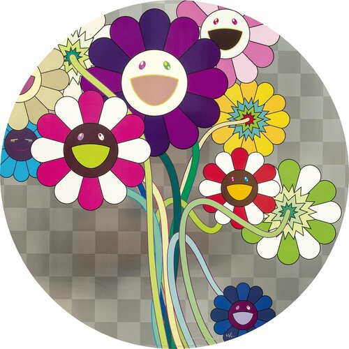 Purple flowers in a bouquet van Takashi Murakami, Afdruk te koop op Singulart