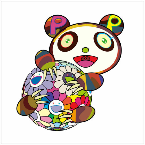 A Panda Cub Hugging a Ball of Flowers van Takashi Murakami, Afdruk te koop op Singulart
