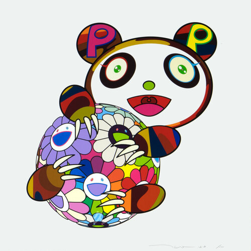 A Panda Cub Hugging a Ball of Flowers van Takashi Murakami, Afdruk te koop op Singulart