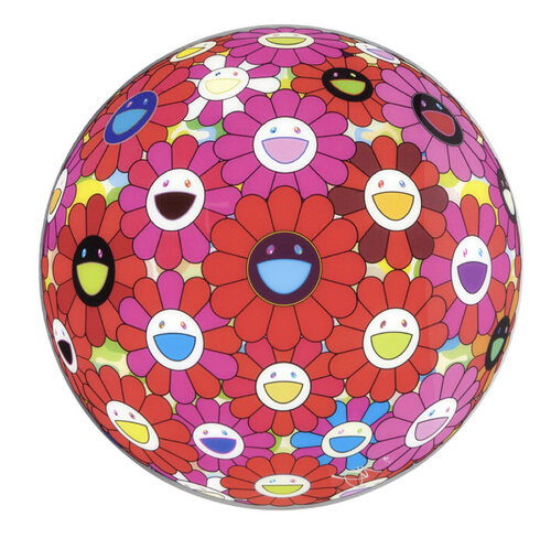 Flower Ball 3D Red Pink Blue van Takashi Murakami, Afdruk te koop op Singulart