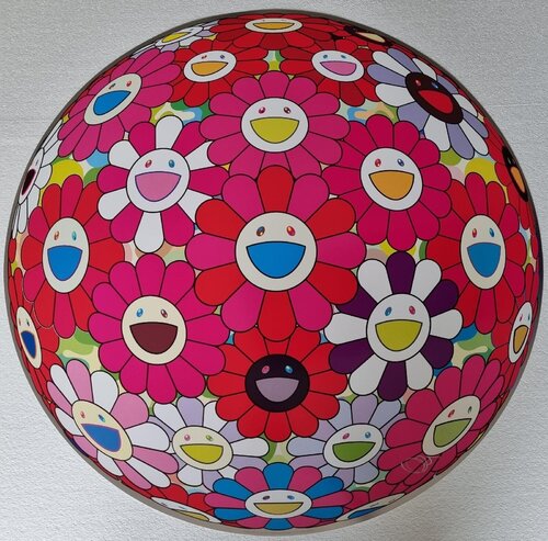 Flowerball (3D) dyed red! van Takashi Murakami, Afdruk te koop op Singulart