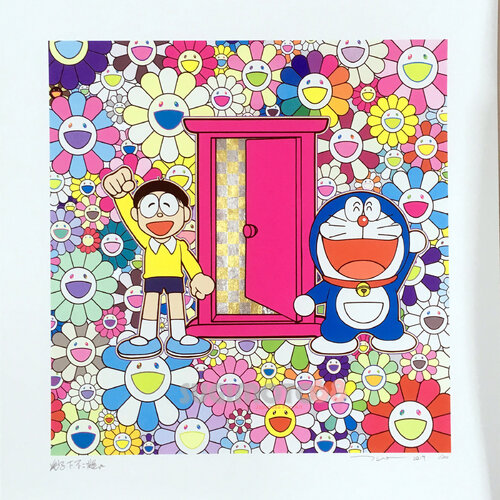 DORAEMON: WE CAME TO THE FIELD OF FLOWERS THROUGH ANYWHERE DOOR (DOKODEMO DOOR) van Takashi Murakami, Afdruk te koop op Singulart