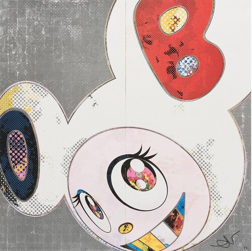 DOB in Pure White Robe (Navy & Vermilion) (Signed) van Takashi Murakami, Afdruk te koop op Singulart