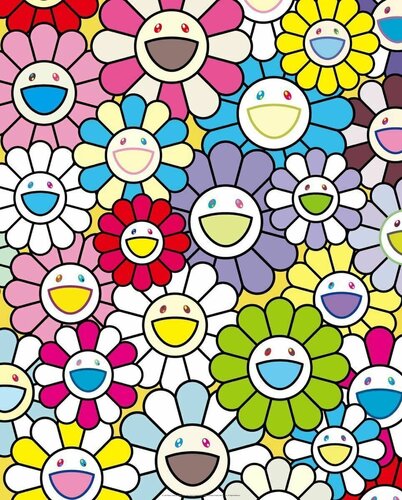 A little Flower Painting Yellow,White,and Purple Flowers van Takashi Murakami, Afdruk te koop op Singulart
