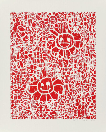 Murakami x MADSAKI Flowers Red van Takashi Murakami, Schilderij te koop op Singulart