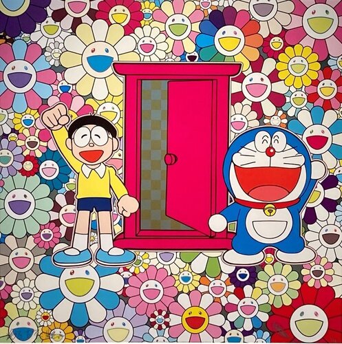 Doraemon We Came to the Field of Flowers Through Anywhere door van Takashi Murakami, Afdruk te koop op Singulart
