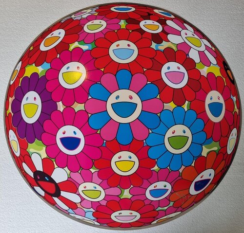 Flowerball (3D) Blue Red van Takashi Murakami, Afdruk te koop op Singulart