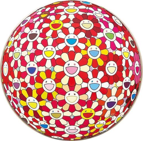 Flowerball: Koi/Red-crowned Crane Vermilion par Takashi Murakami, Édition en vente sur Singulart