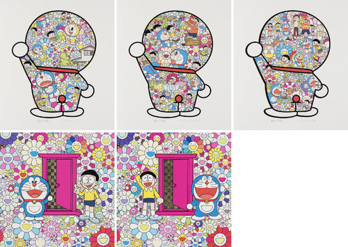 We Came to the Field of Flowers through Anywhere Door; Anywhere Door ( Doraemon Door) in the Field of Flowers etc van Takashi Murakami, Afdruk te koop op Singulart
