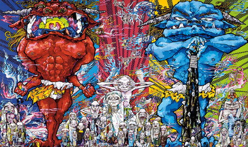 Red Demon and Blue Demon with 48 Arhats van Takashi Murakami, Afdruk te koop op Singulart