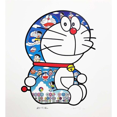 Doraemon Sitting Up: Weeping Some, Laughing Some (ED 100) van Takashi Murakami, Afdruk te koop op Singulart