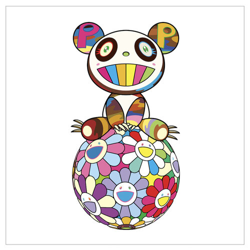 Atop a Ball of Flowers, a Panda Cub Sits Properly van Takashi Murakami, Afdruk te koop op Singulart
