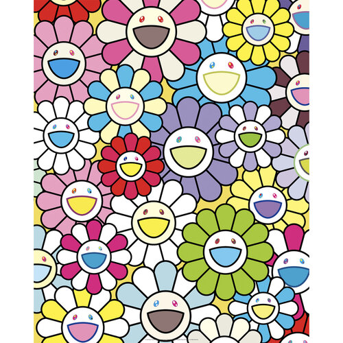 A little Flower Painting: Yellow, White, and Purple Flowers van Takashi Murakami, Afdruk te koop op Singulart