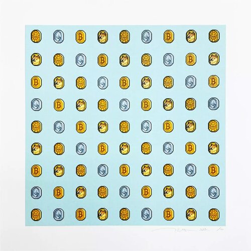 Flower COINs with Other Crypto Coins van Takashi Murakami, Afdruk te koop op Singulart