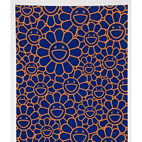 August Joy Silkscreen (Orange Blue Flowers) von Takashi Murakami, Druck kaufen auf Singulart