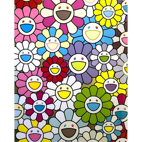 Small Flowers Painting: Yellow, White and Purple Colours di Takashi Murakami, Stampa in vendita su Singulart