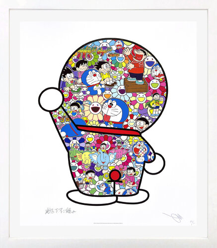 Doraemon's Daily Life (framed, dual hand signed lithograph) van Takashi Murakami, Afdruk te koop op Singulart
