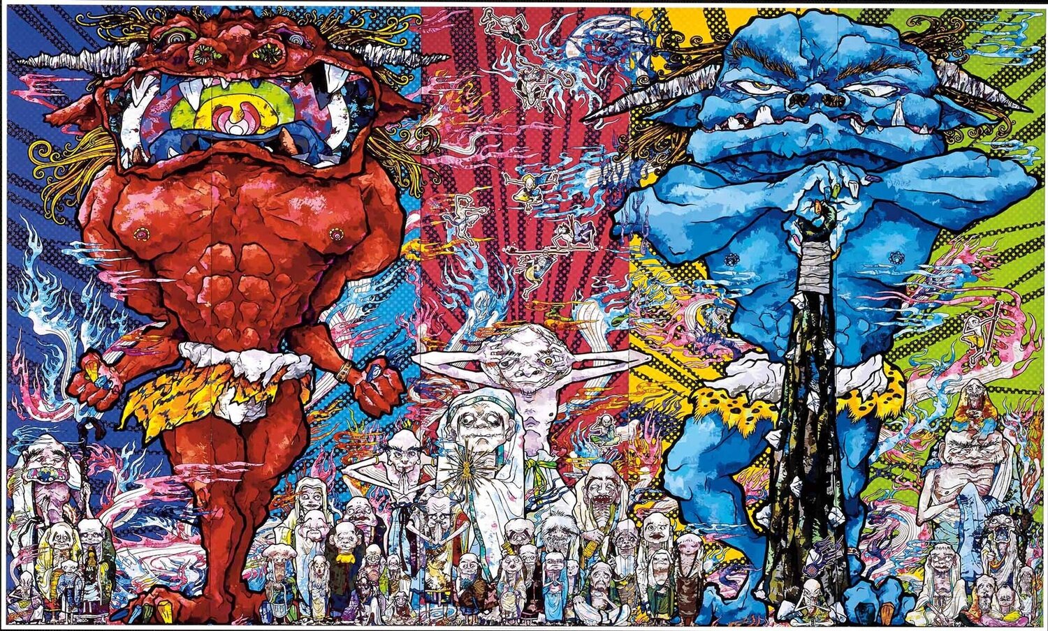 Red Demon and Blue Demon with 48 Arhats Takashi Murakami Druck zu verkaufen