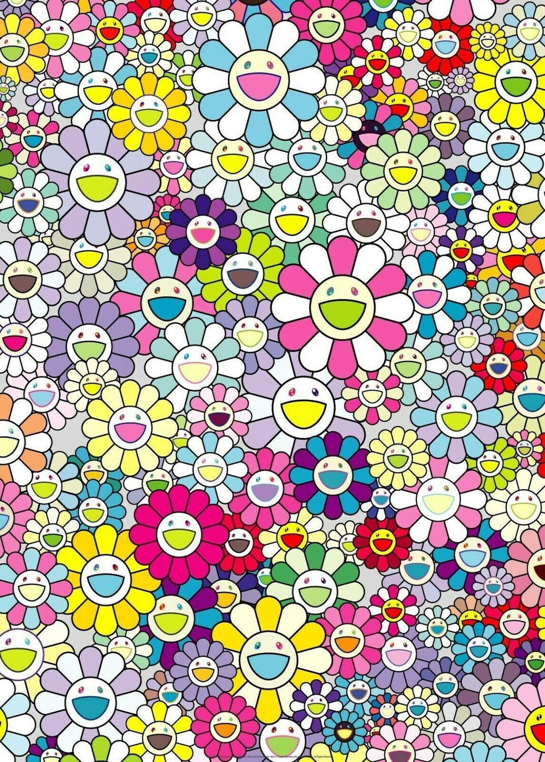 Champagne Supernova Multicolor + Pink and white stripes, Takashi Murakami