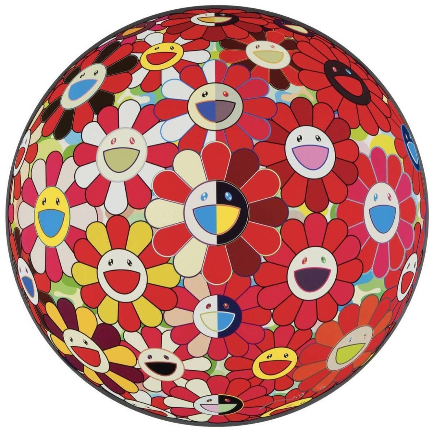 Flower Ball Red (3-D) Magic Flute Takashi Murakami