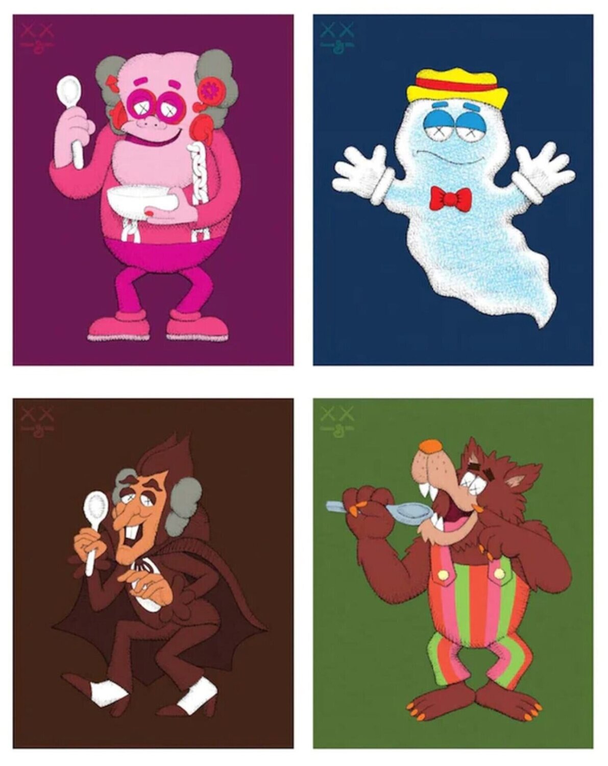 Monsters Cereal poster set of 4 KAWS